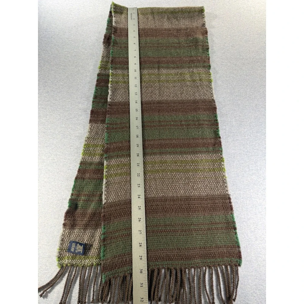 Banana Republic Striped Wool Blend Scarf Brown Green Fringed Fall 09 662630-01